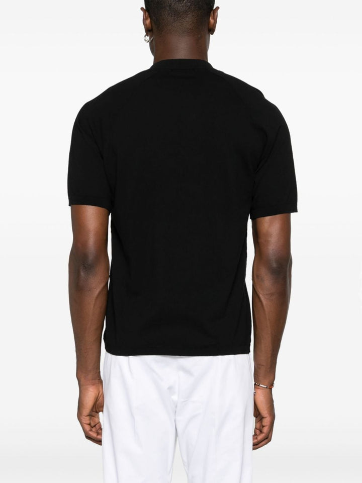 Black thin-knit polo shirt