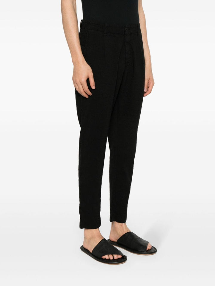 Black cotton and linen trousers
