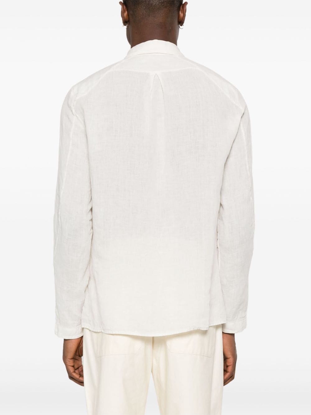 White long-sleeved linen shirt