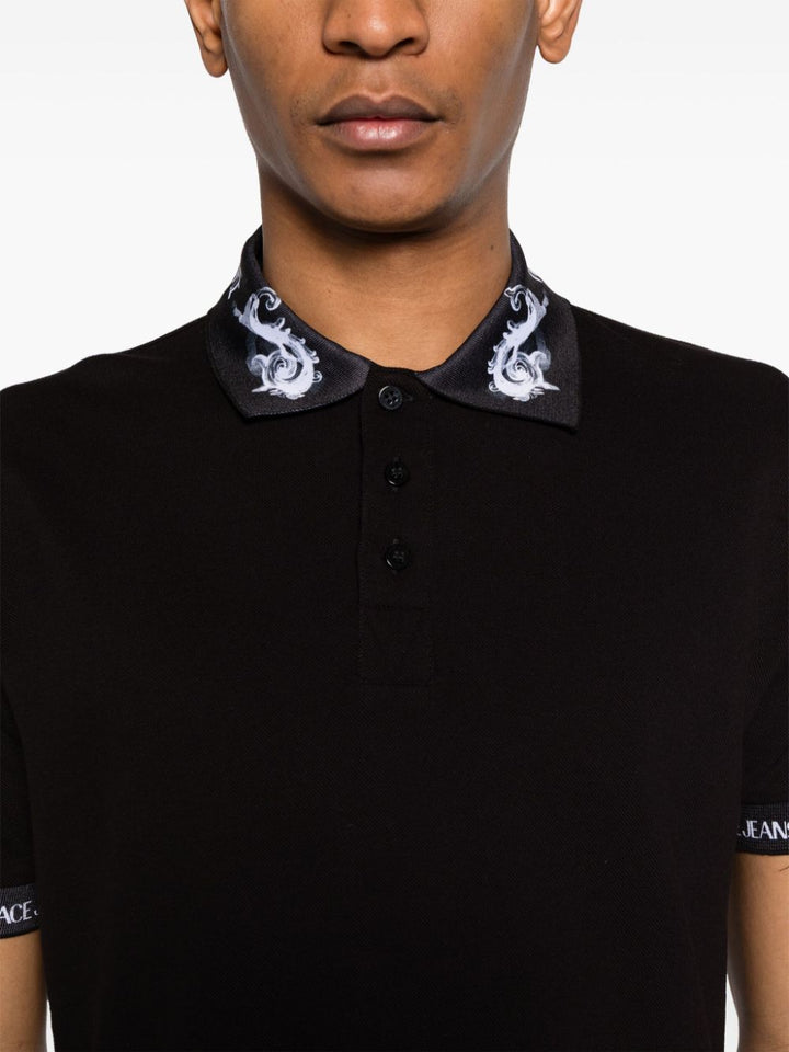 Black polo shirt with piping