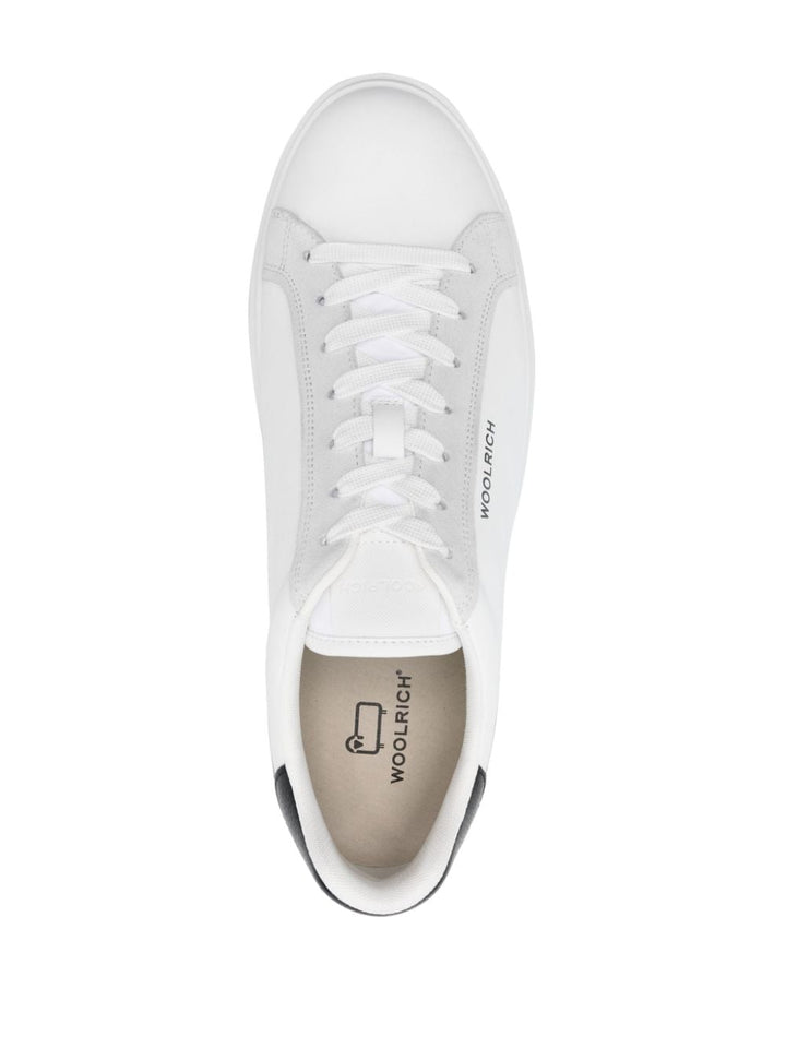 Sneaker in pelle bianca e beige