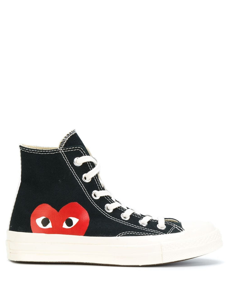 black red heart high top sneaker