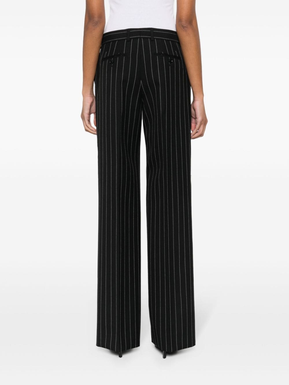 Straight pinstriped trousers