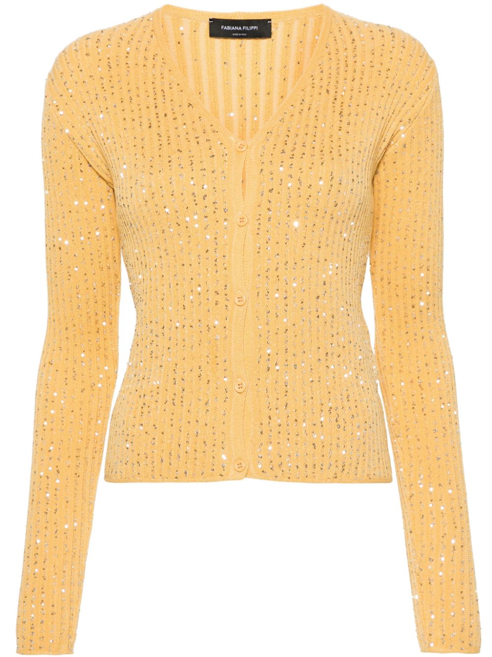 Ribbed cardigan with sequins