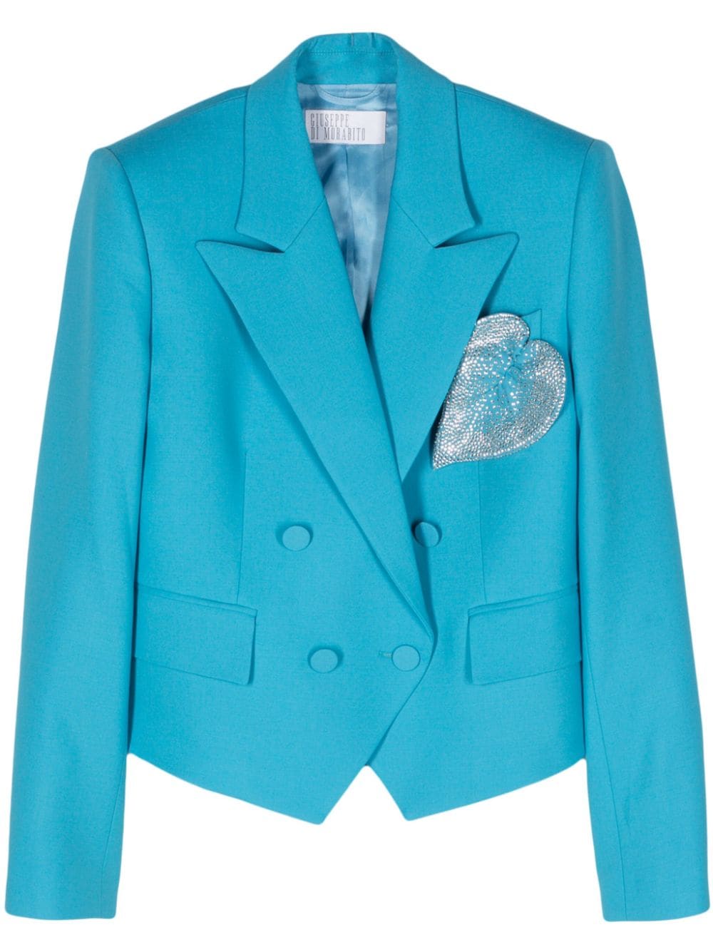 Double-breasted blazer with rhinestones