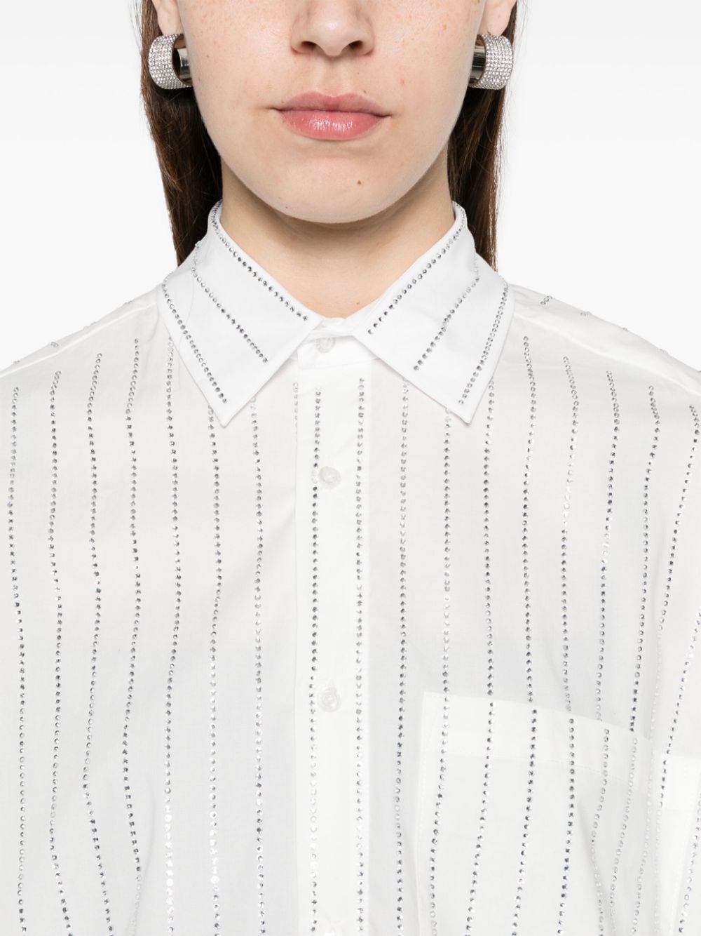 Striped shirt with rhinestones