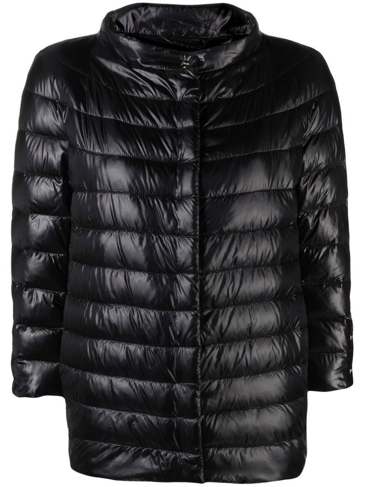 Down jacket with raised collar