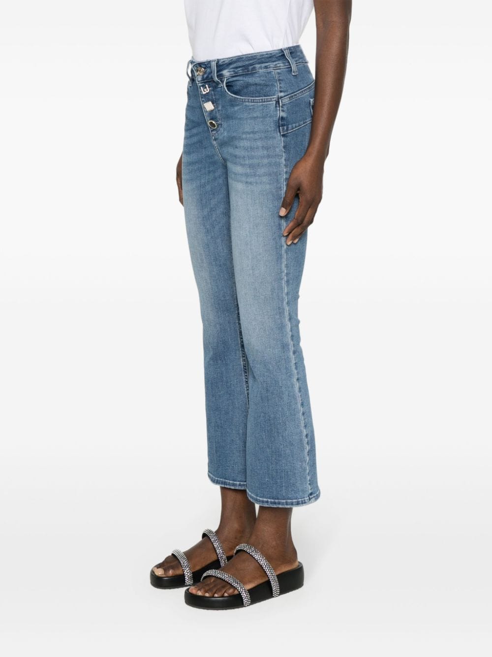 Mid-rise flared jeans