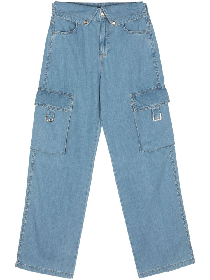 Straight jeans with logo plaque