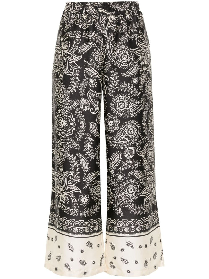 Cropped trousers with paisley print