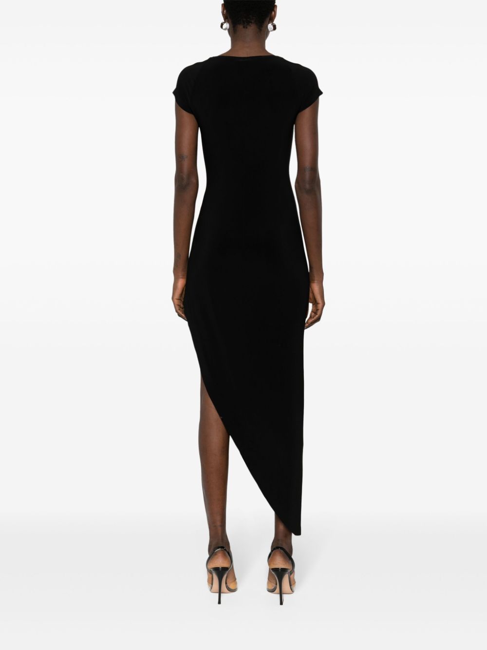 Asymmetric dress with cap sleeves