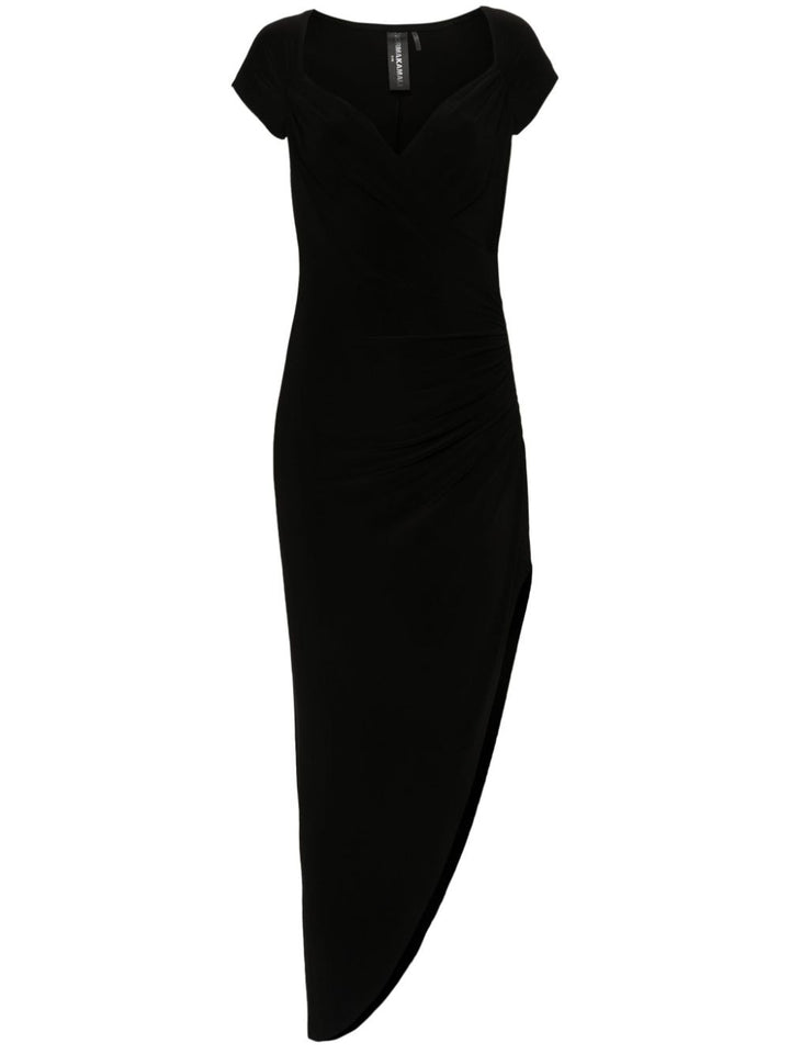 Asymmetric dress with cap sleeves