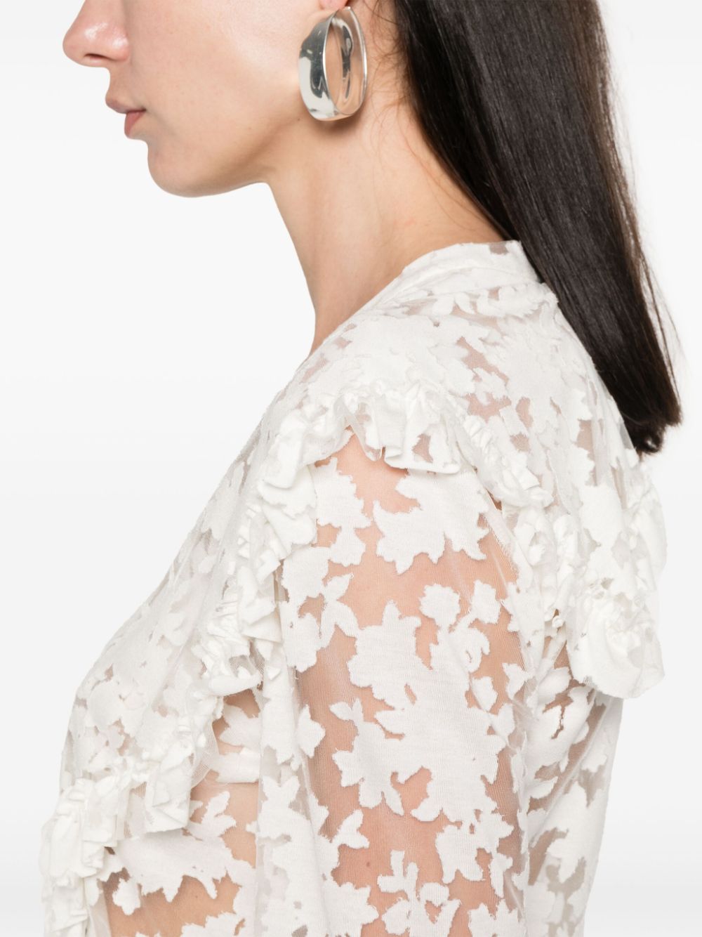 Semi-transparent floral blouse