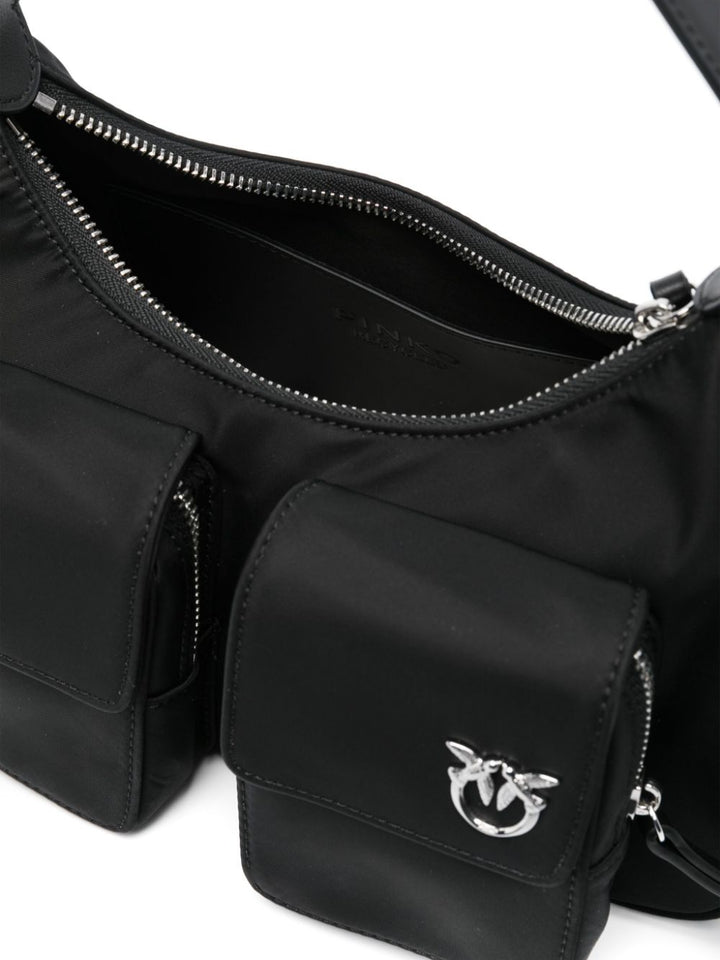 Cargo shoulder bag with logo plaque