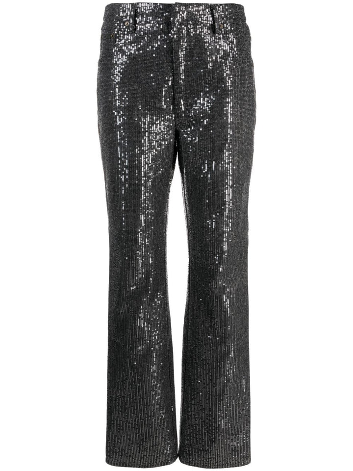 High-waisted jeans with sequins