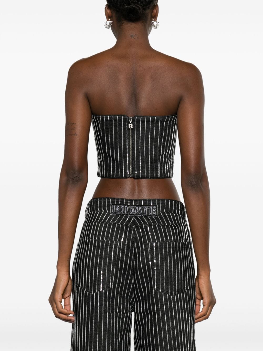 Striped cropped top with sequins