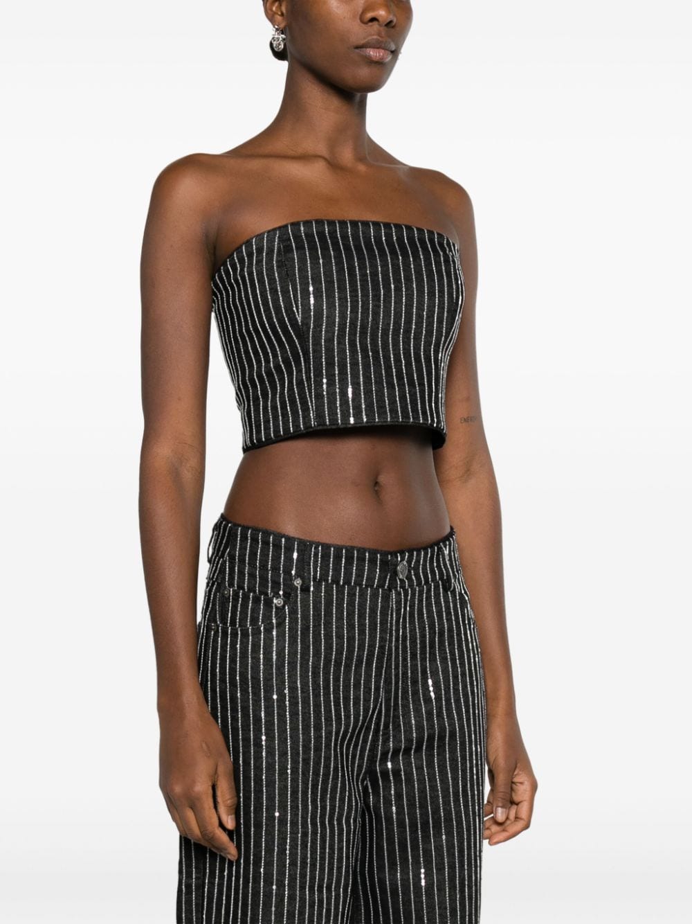Striped cropped top with sequins