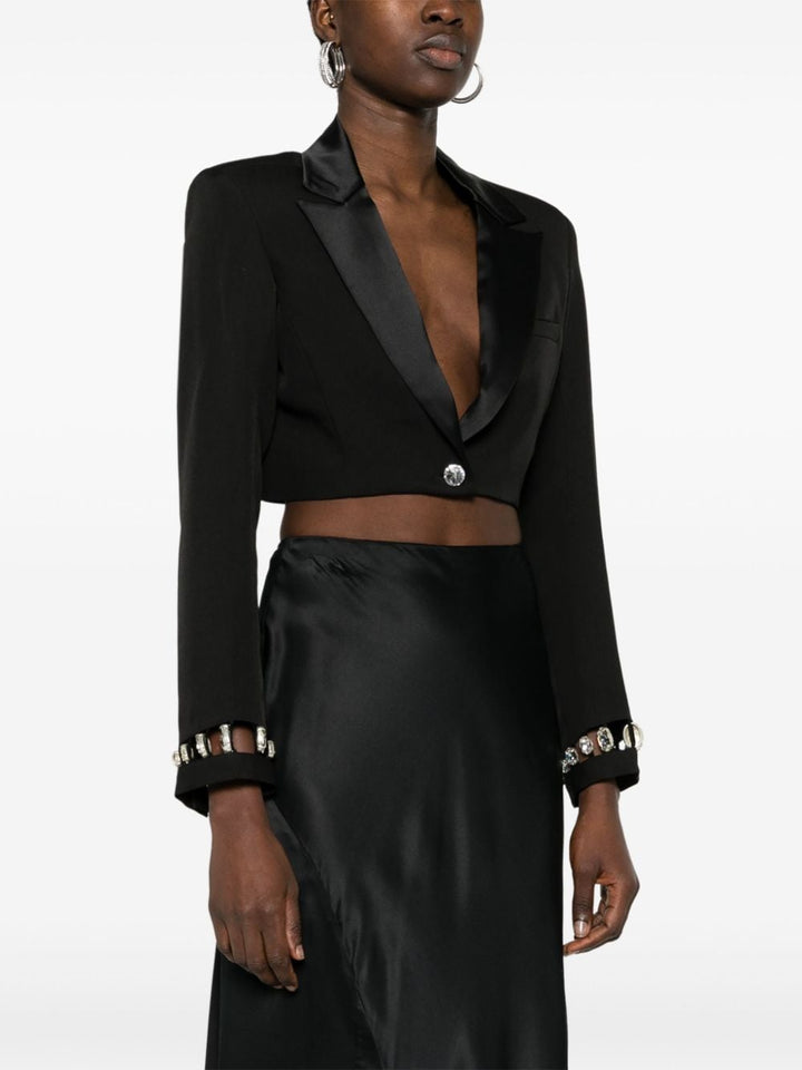 Tyla crop blazer with crystals