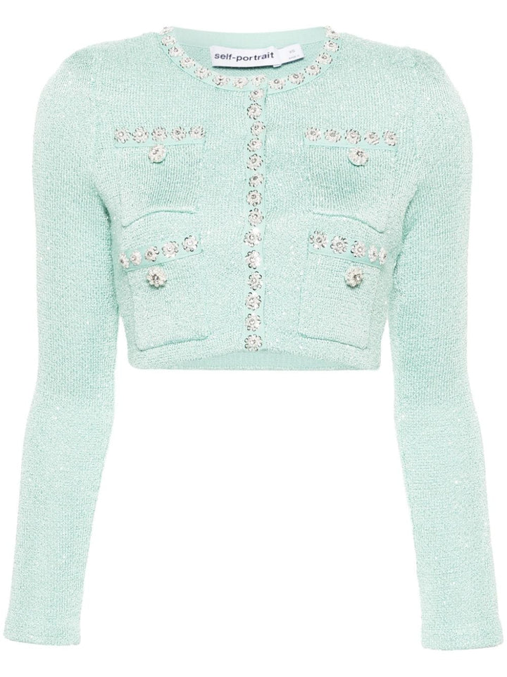 Cardigan crop con paillettes