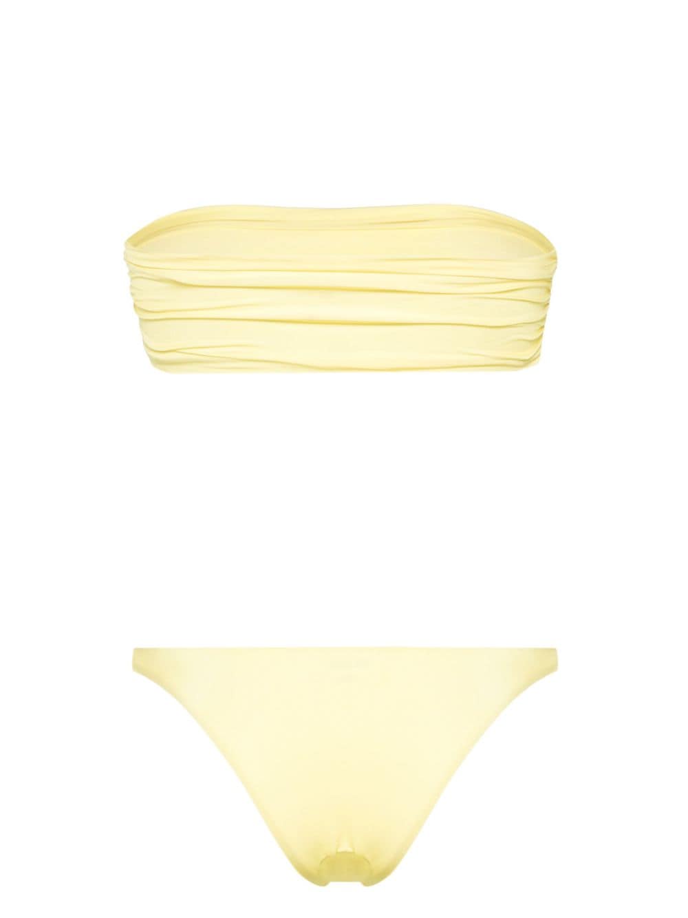 Bandeau swimsuit with applied logo