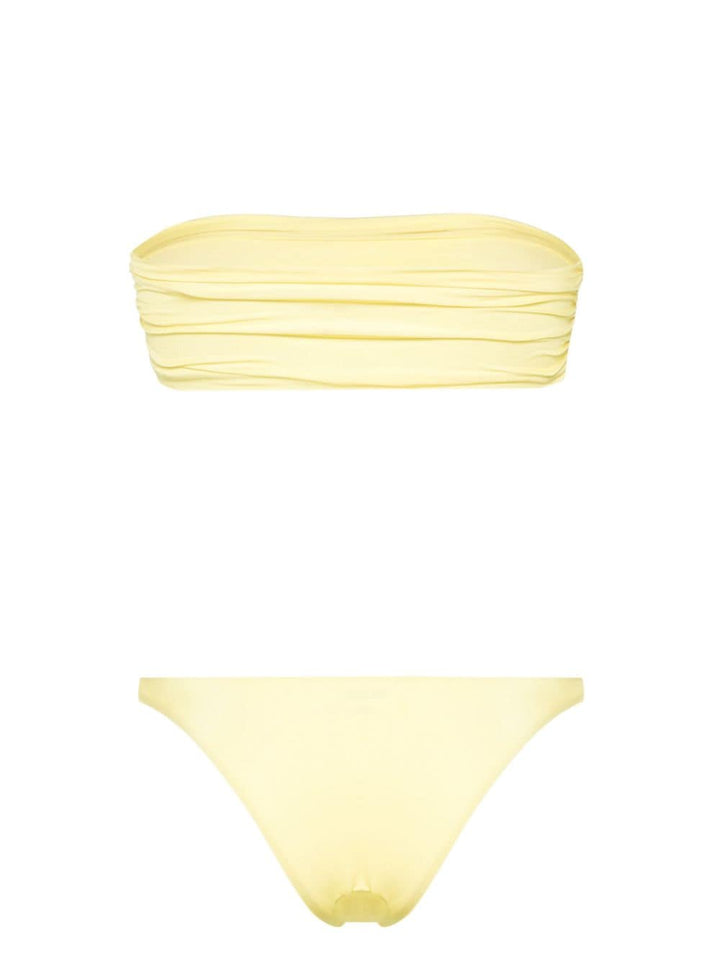 Bandeau swimsuit with applied logo