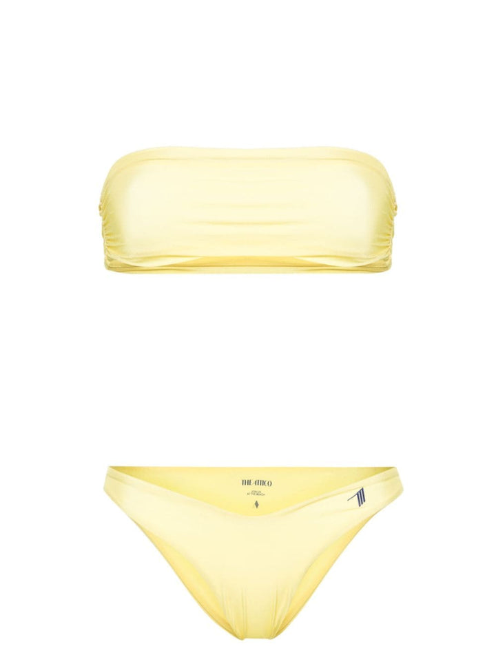 Bandeau swimsuit with applied logo