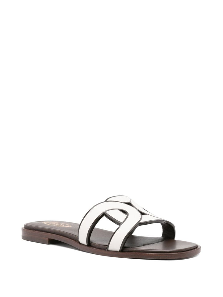 Two-tone slide sandals