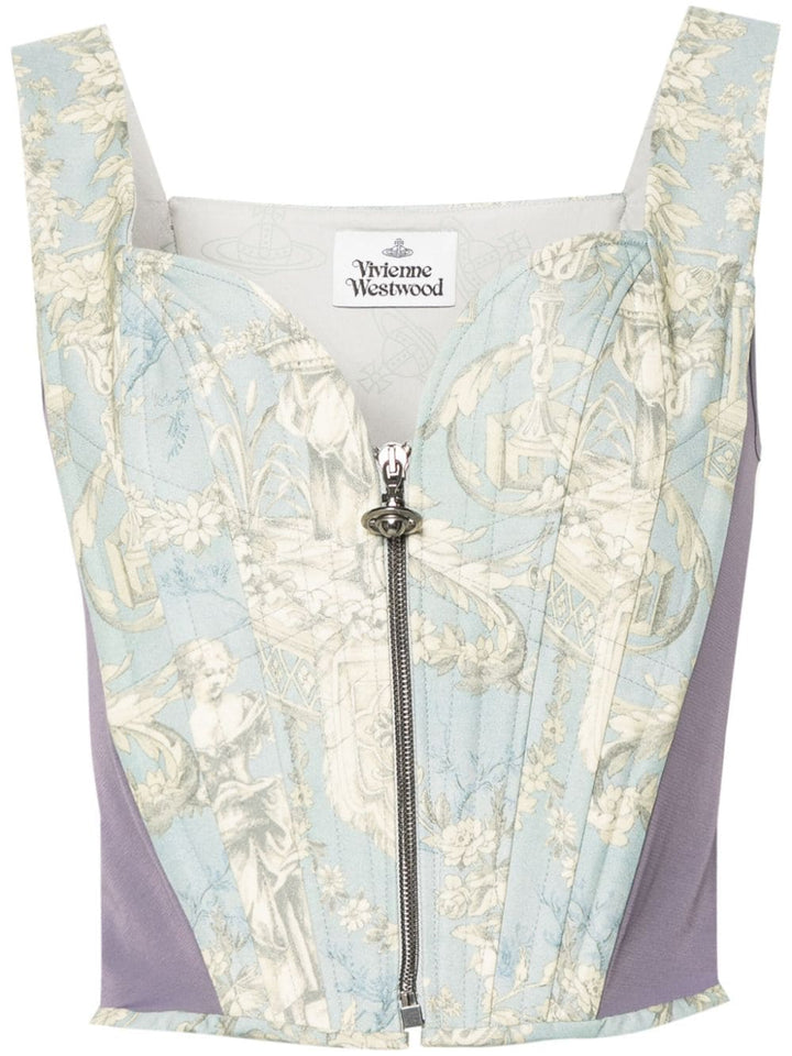 Corsetto con stampa Toile de Jouy