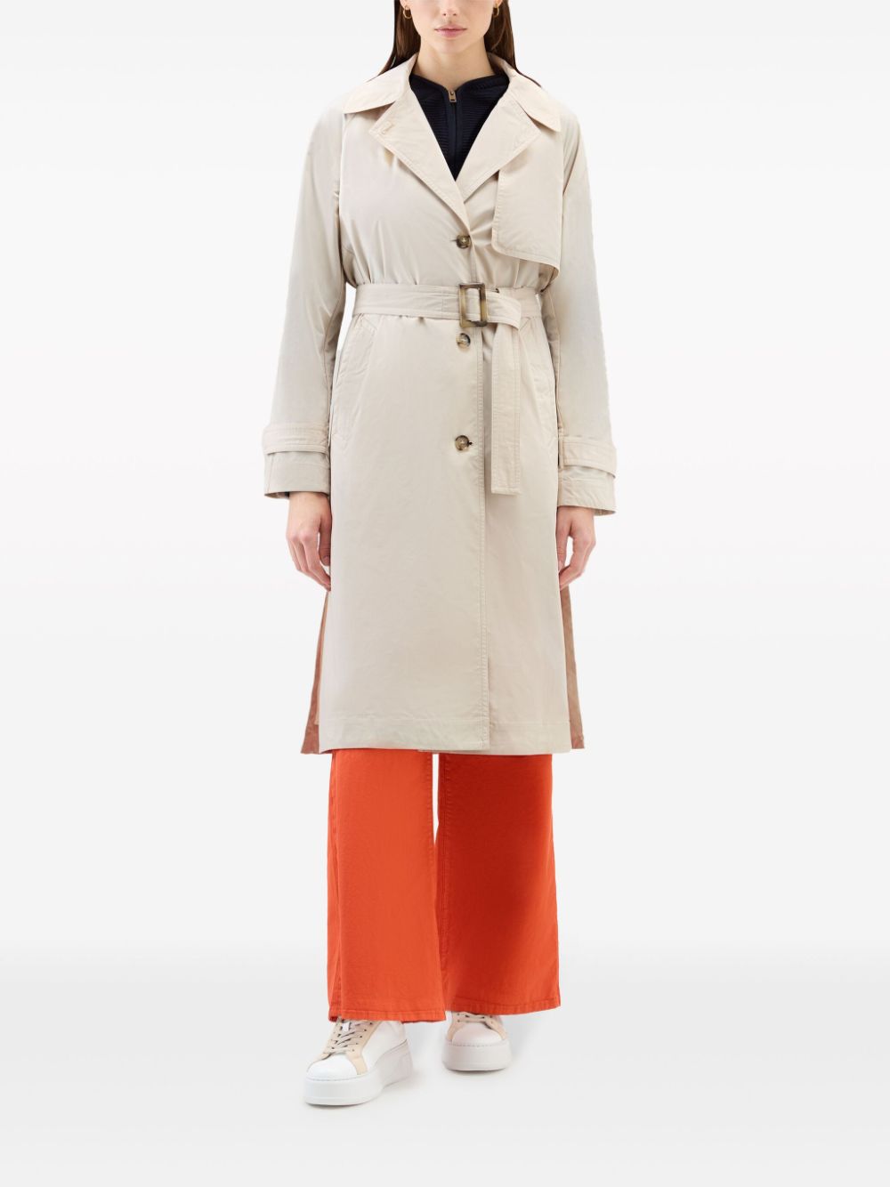 Single-breasted trench coat with belt