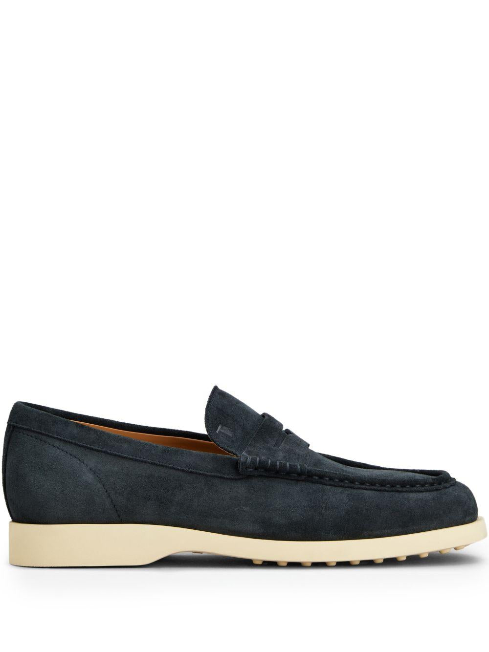 Mocassino in pelle scamosciata blu 