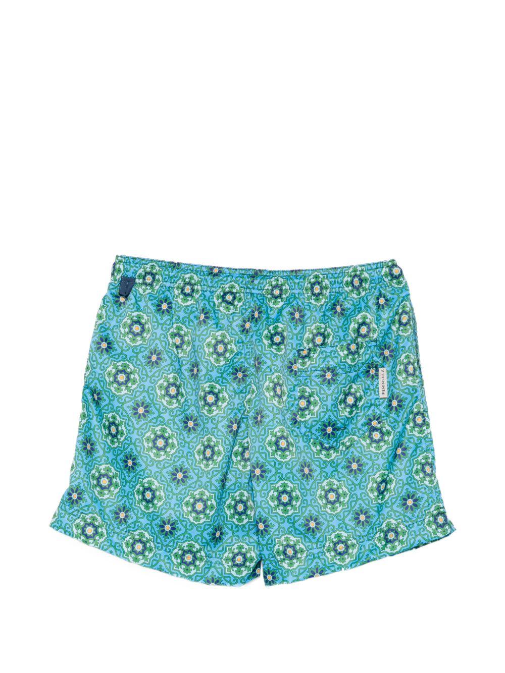 Costume da bagno blu con stampa 