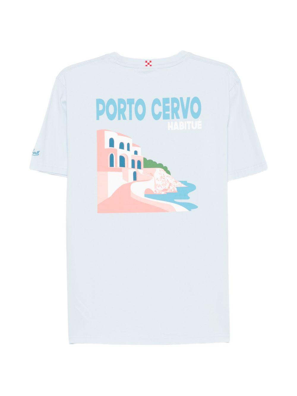 T-shirt celeste con stampa 