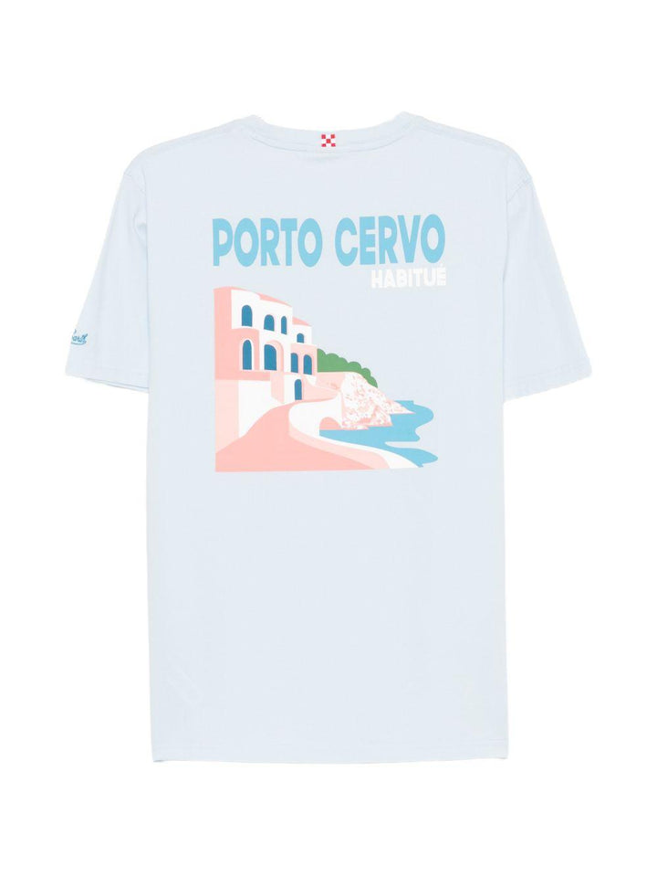 T-shirt celeste con stampa 