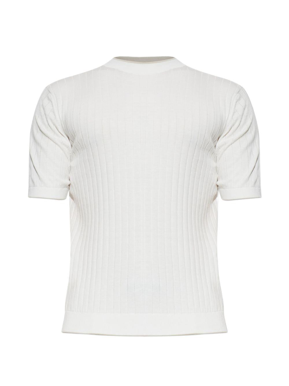 Maglia bianca e taupe a coste 