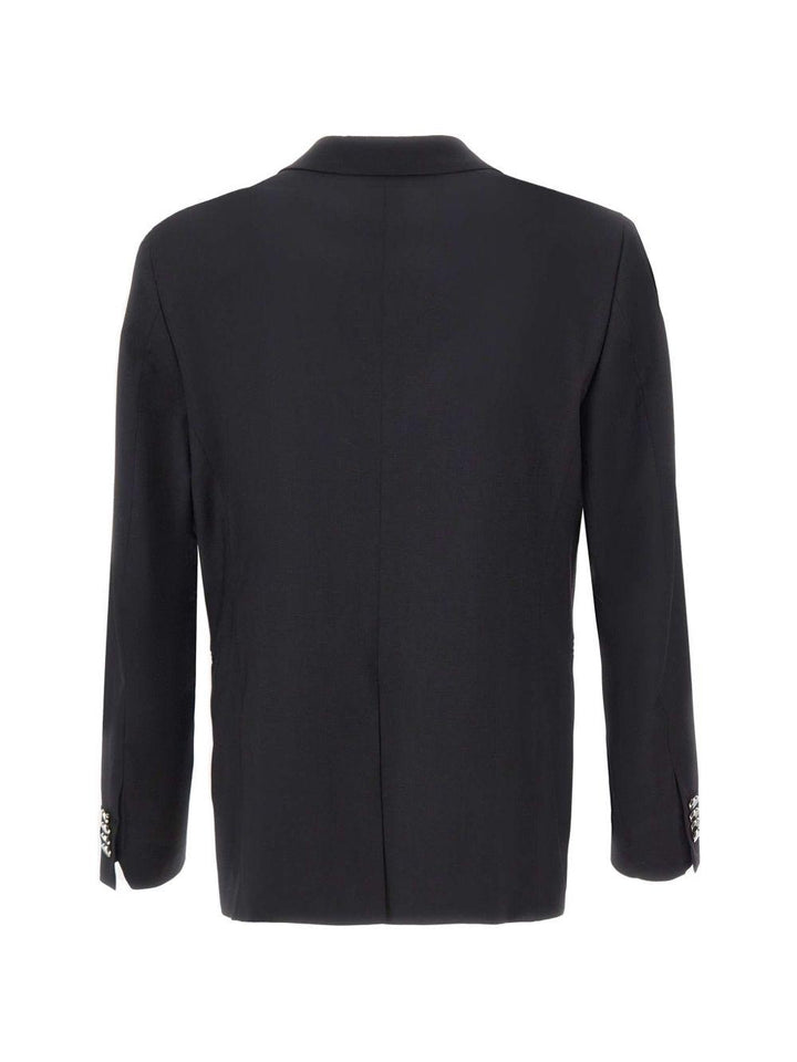 Blazer nero doppiopetto con bottoni smaltati 