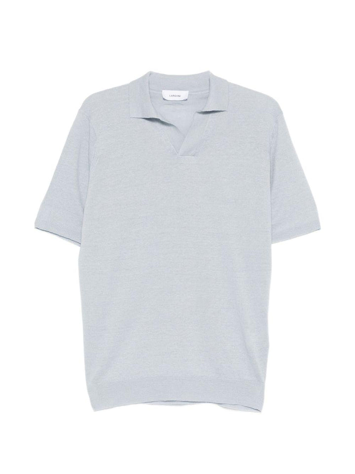Polo azzurro polvere con scollo a V