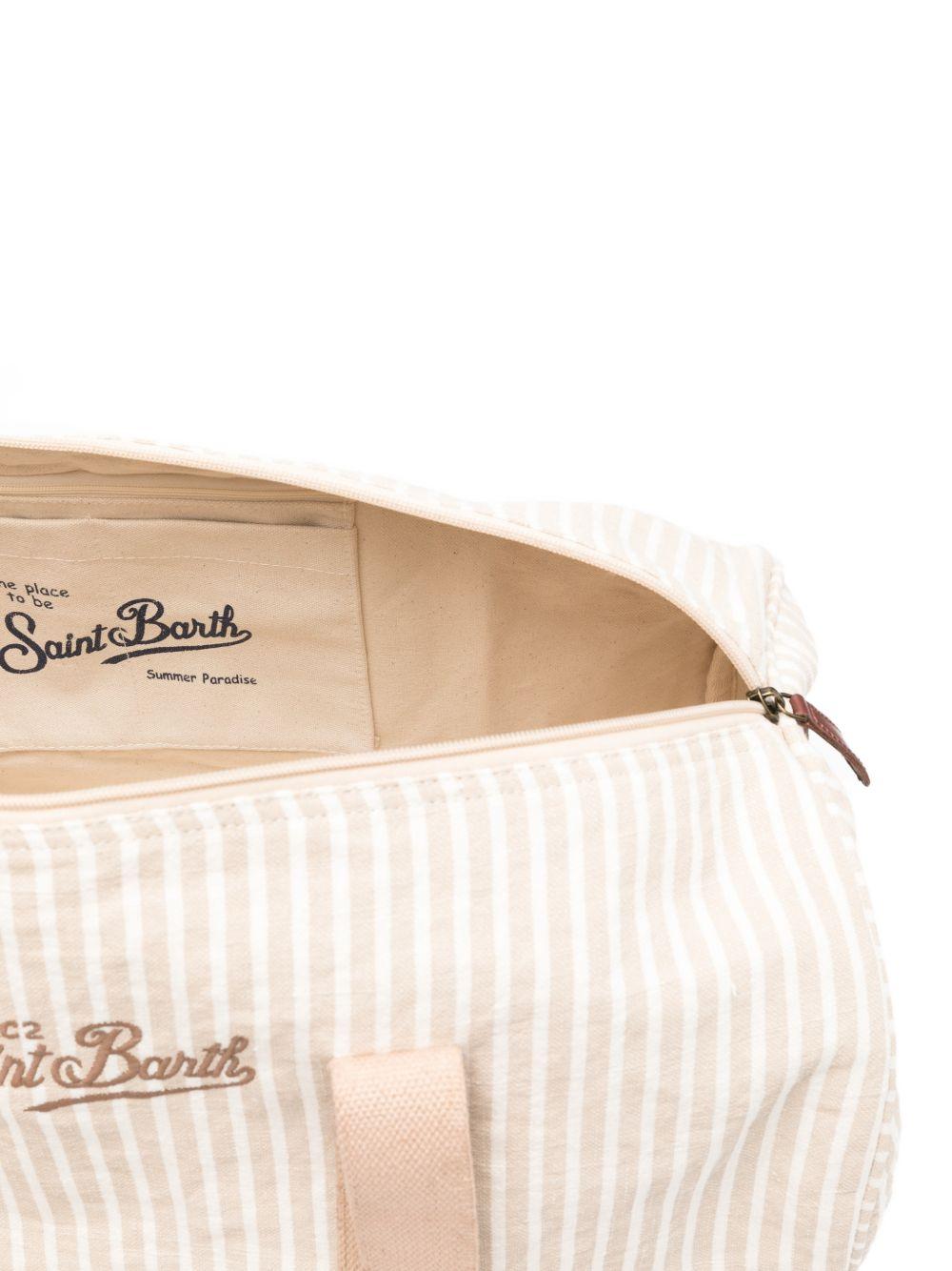 Borsone bianco/beige con logo ricamato 