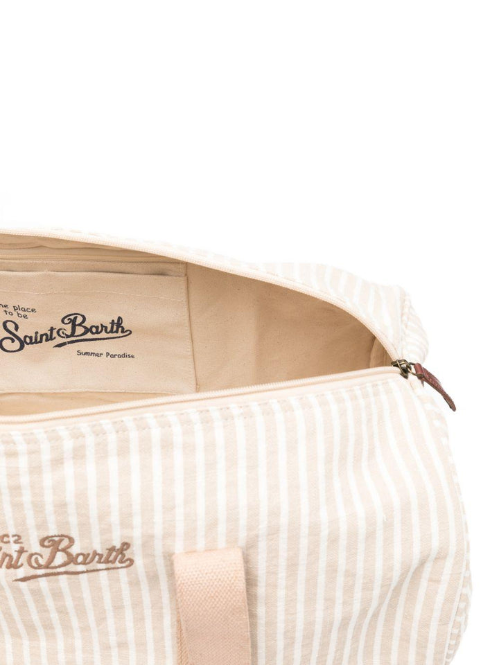 Borsone bianco/beige con logo ricamato 