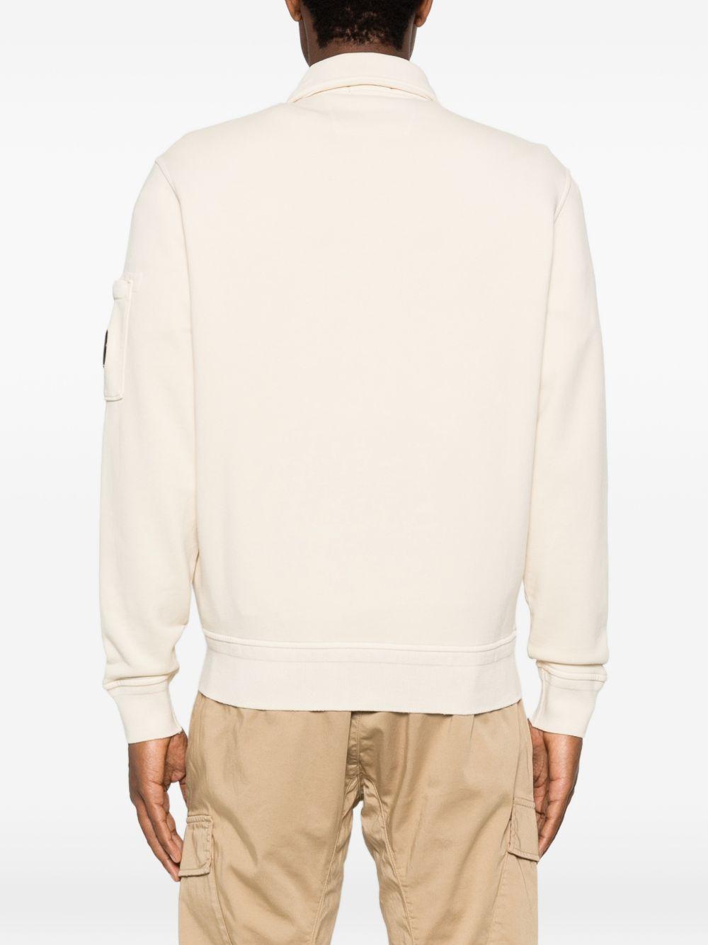 Felpa avorio in cotone con zip 