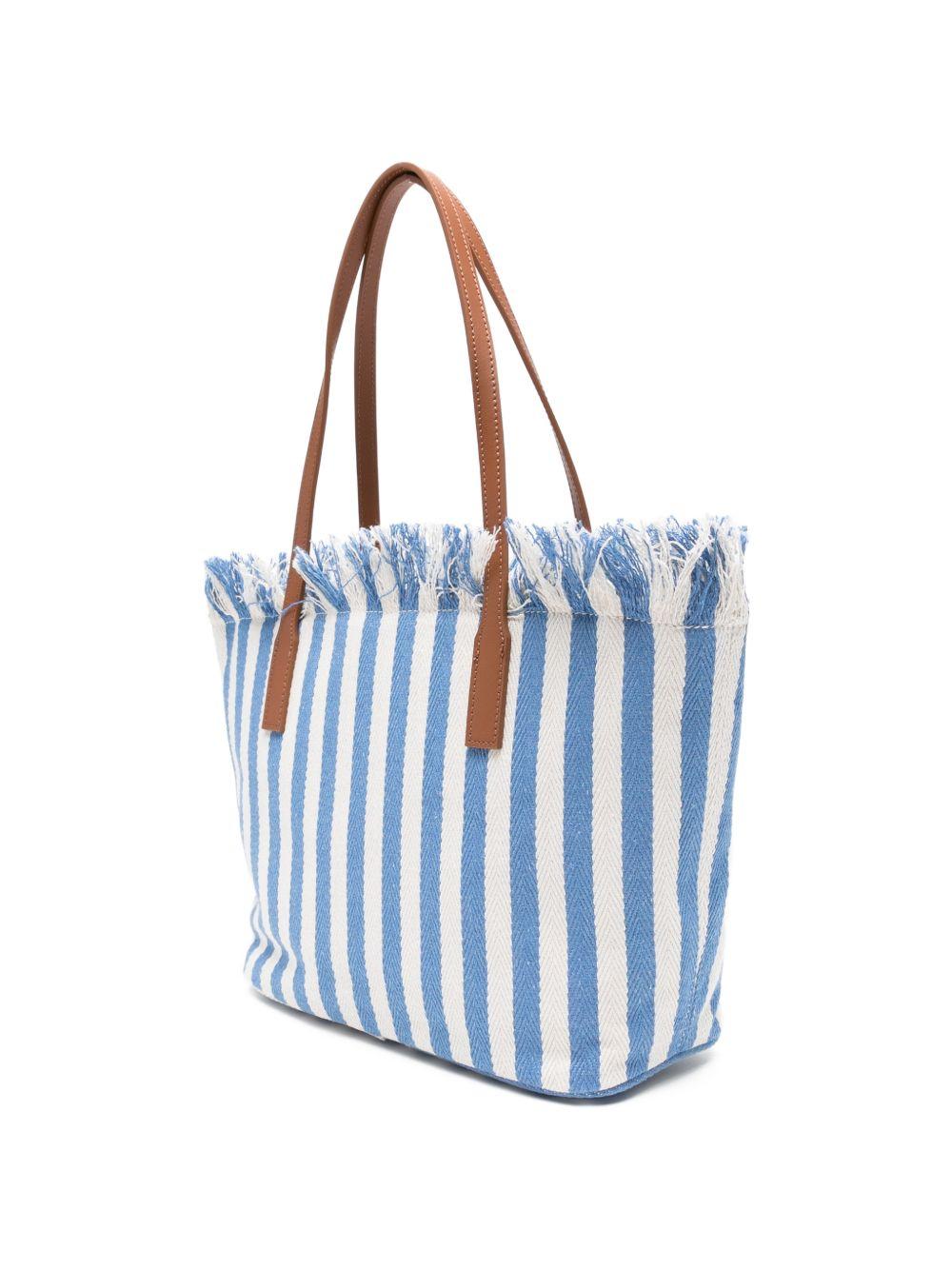 Borsa tote con frange a righe 