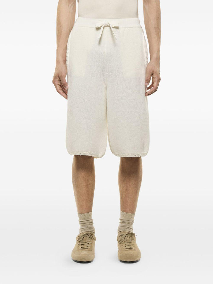 Shorts bianchi in maglia con coulisse 
