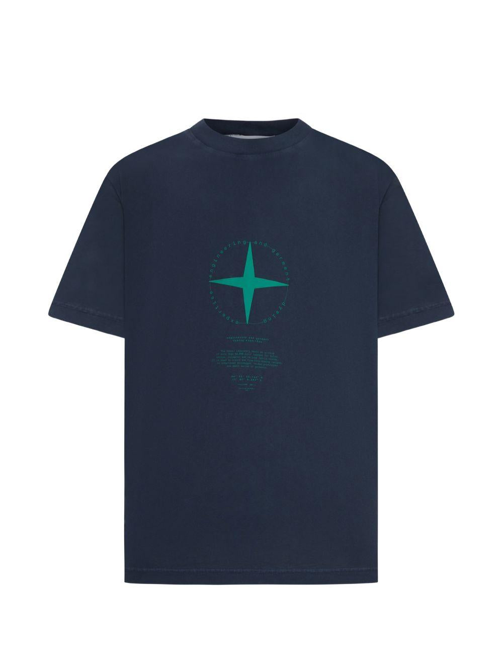 T-shirt blu navy con stampa logo 