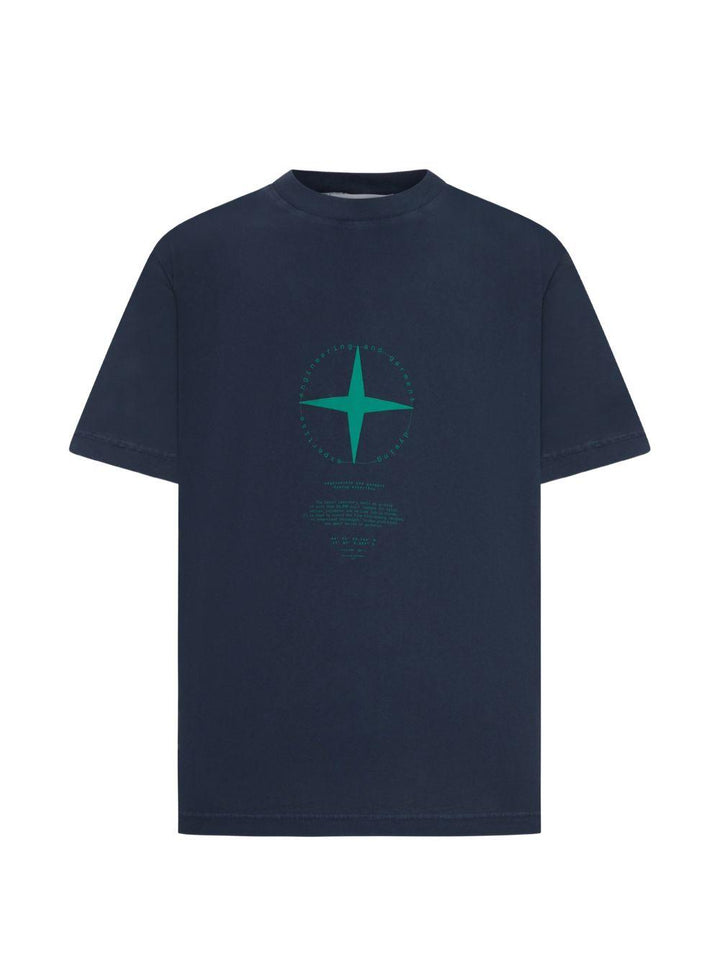 T-shirt blu navy con stampa logo 
