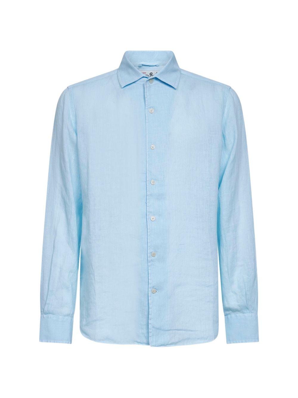 Camicia celeste in lino con bottoni 