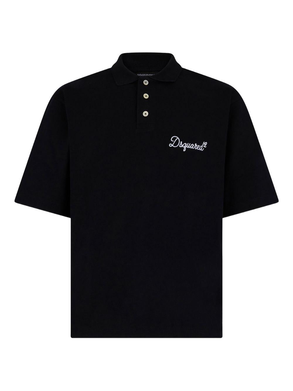 Polo nera con logo 
