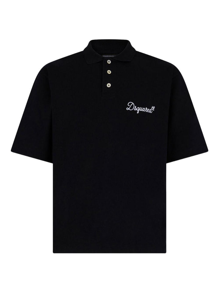 Polo nera con logo 