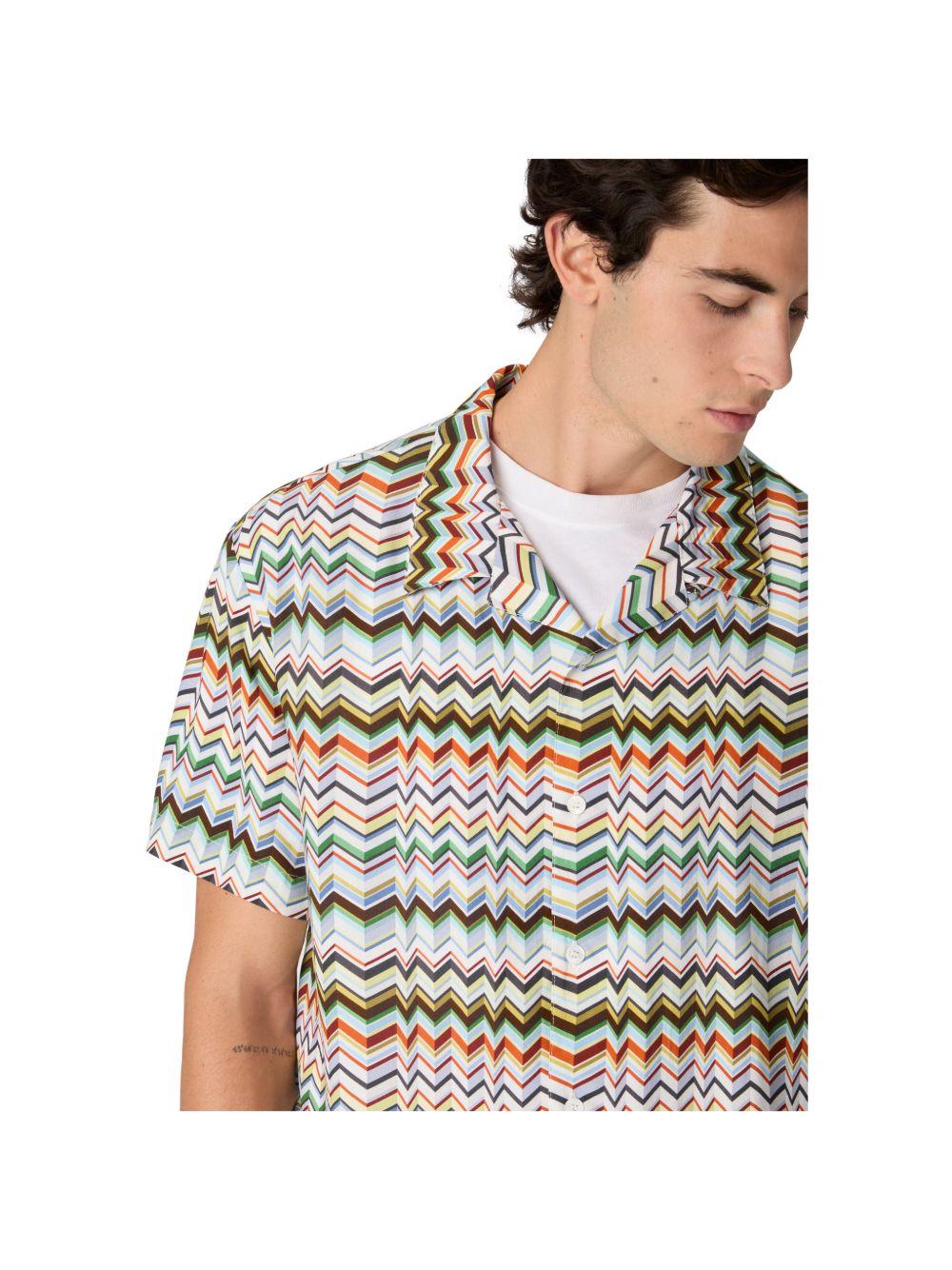 Camicia con stampa a zigzag multicolor 