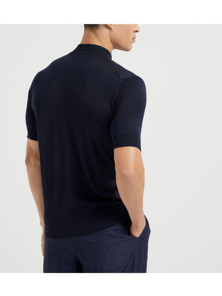 T-shirt lavorata a maglia blu navy 