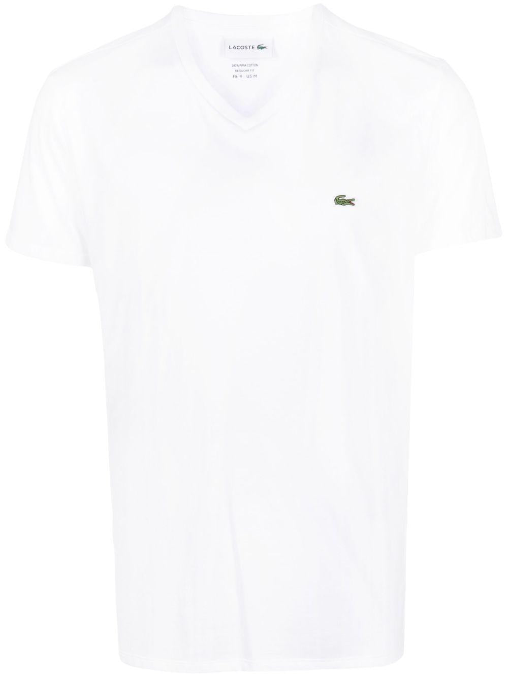 T-shirt bianca con scollo a V 