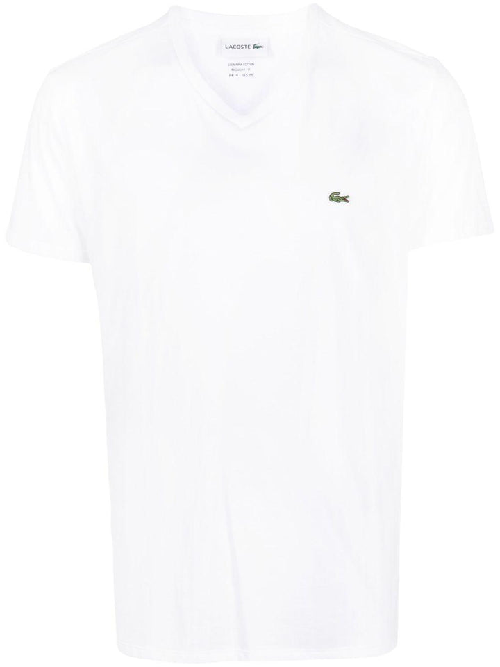 T-shirt bianca con scollo a V 